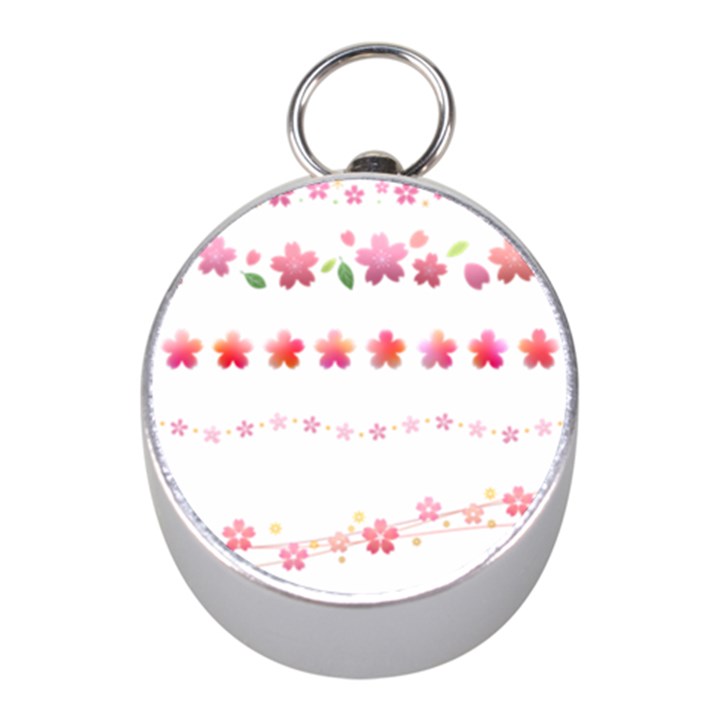 Sakura Border Cherry Blossom Mini Silver Compasses