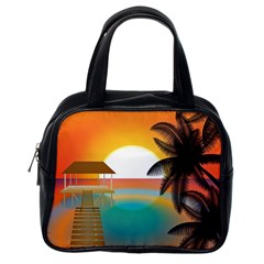 Sunset Beach Beach Palm Ocean Classic Handbag (one Side) by Simbadda