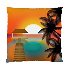 Sunset Beach Beach Palm Ocean Standard Cushion Case (two Sides) by Simbadda