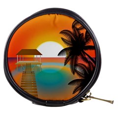 Sunset Beach Beach Palm Ocean Mini Makeup Bag by Simbadda