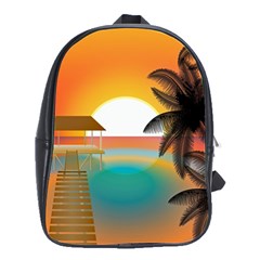 Sunset Beach Beach Palm Ocean School Bag (large) by Simbadda