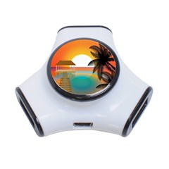 Sunset Beach Beach Palm Ocean 3-port Usb Hub by Simbadda