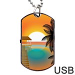 Sunset Beach Beach Palm Ocean Dog Tag USB Flash (One Side) Front