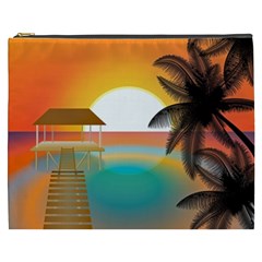 Sunset Beach Beach Palm Ocean Cosmetic Bag (xxxl) by Simbadda