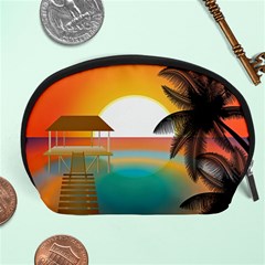 Sunset Beach Beach Palm Ocean Accessory Pouch (large) by Simbadda