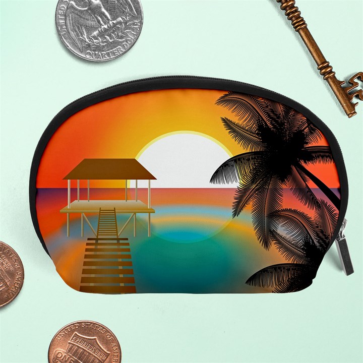 Sunset Beach Beach Palm Ocean Accessory Pouch (Large)