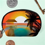 Sunset Beach Beach Palm Ocean Accessory Pouch (Large) Back