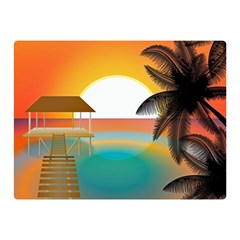 Sunset Beach Beach Palm Ocean Double Sided Flano Blanket (mini)  by Simbadda