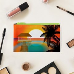 Sunset Beach Beach Palm Ocean Cosmetic Bag (xs) by Simbadda