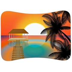 Sunset Beach Beach Palm Ocean Velour Seat Head Rest Cushion by Simbadda