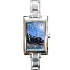 Mountains Galaxy Lake Landscape Rectangle Italian Charm Watch by Simbadda