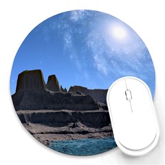 Mountains Galaxy Lake Landscape Round Mousepads by Simbadda