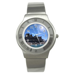 Mountains Galaxy Lake Landscape Stainless Steel Watch by Simbadda