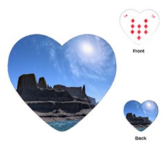 Mountains Galaxy Lake Landscape Playing Cards Single Design (heart) by Simbadda