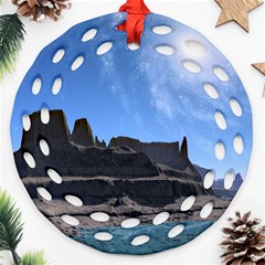 Mountains Galaxy Lake Landscape Ornament (round Filigree) by Simbadda