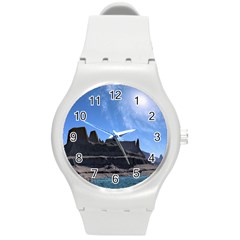 Mountains Galaxy Lake Landscape Round Plastic Sport Watch (m) by Simbadda