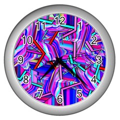 Stars Beveled 3d Abstract Wall Clock (silver) by Mariart