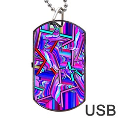 Stars Beveled 3d Abstract Dog Tag Usb Flash (one Side) by Mariart