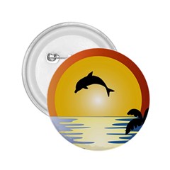 Ocean Sunset Dolphin Palm Tree 2 25  Buttons by Simbadda