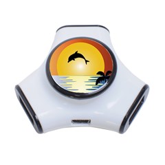 Ocean Sunset Dolphin Palm Tree 3-port Usb Hub by Simbadda