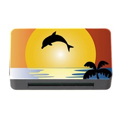 Ocean Sunset Dolphin Palm Tree Memory Card Reader With Cf by Simbadda