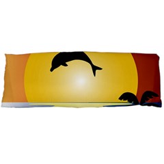 Ocean Sunset Dolphin Palm Tree Body Pillow Case (dakimakura) by Simbadda