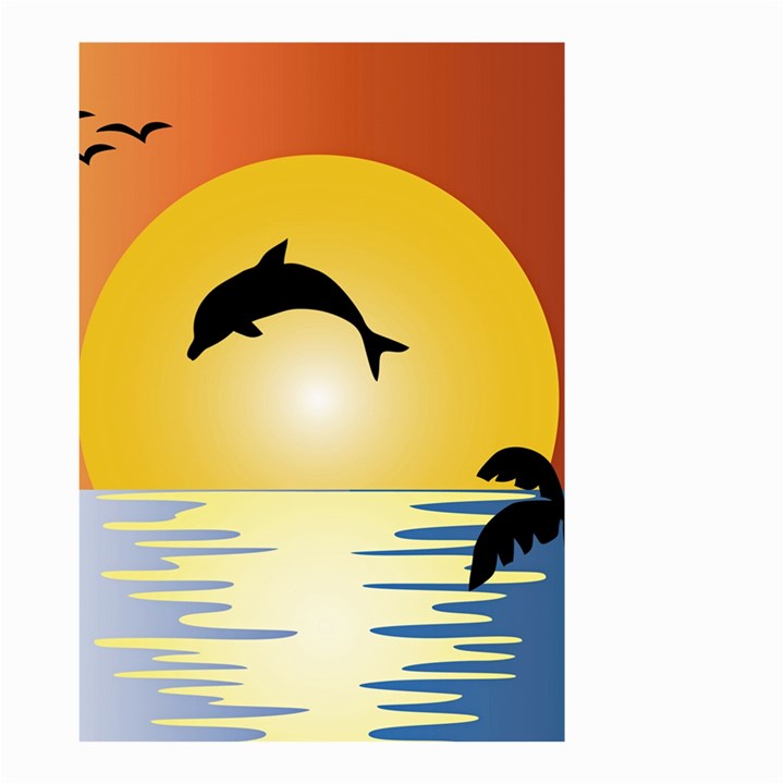 Ocean Sunset Dolphin Palm Tree Small Garden Flag (Two Sides)