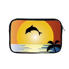 Ocean Sunset Dolphin Palm Tree Apple Macbook Pro 13  Zipper Case by Simbadda