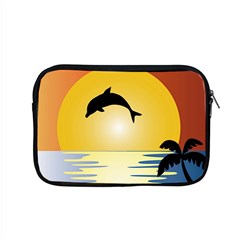 Ocean Sunset Dolphin Palm Tree Apple Macbook Pro 15  Zipper Case by Simbadda