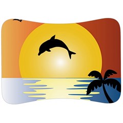 Ocean Sunset Dolphin Palm Tree Velour Seat Head Rest Cushion by Simbadda