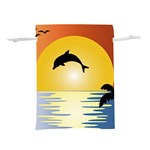 Ocean Sunset Dolphin Palm Tree Lightweight Drawstring Pouch (L) Front