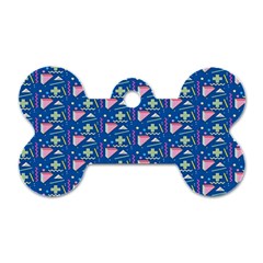 Memphis Pattern Dog Tag Bone (one Side) by Simbadda