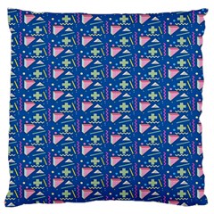 Memphis Pattern Large Flano Cushion Case (one Side) by Simbadda