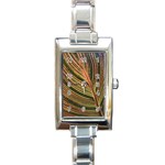 Leaf Patten Lines Colorful Plant Rectangle Italian Charm Watch Front