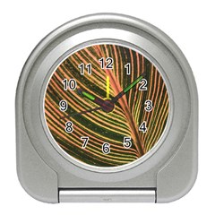 Leaf Patten Lines Colorful Plant Travel Alarm Clock by Simbadda