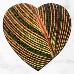 Leaf Patten Lines Colorful Plant Jigsaw Puzzle (heart) by Simbadda