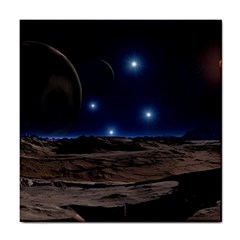 Lunar Landscape Star Brown Dwarf Tile Coaster by Simbadda