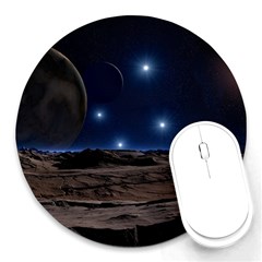 Lunar Landscape Star Brown Dwarf Round Mousepads by Simbadda