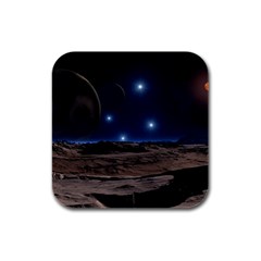 Lunar Landscape Star Brown Dwarf Rubber Square Coaster (4 Pack)  by Simbadda