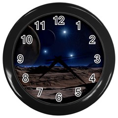 Lunar Landscape Star Brown Dwarf Wall Clock (black) by Simbadda