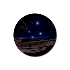 Lunar Landscape Star Brown Dwarf Rubber Coaster (round)  by Simbadda