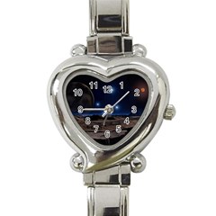 Lunar Landscape Star Brown Dwarf Heart Italian Charm Watch by Simbadda