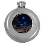 Lunar Landscape Star Brown Dwarf Round Hip Flask (5 oz) Front