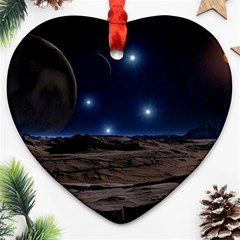 Lunar Landscape Star Brown Dwarf Heart Ornament (two Sides) by Simbadda