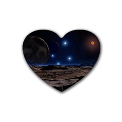 Lunar Landscape Star Brown Dwarf Rubber Coaster (heart)  by Simbadda