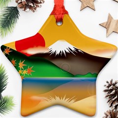 Mount Fuji Japan Lake Sun Sunset Ornament (star) by Simbadda