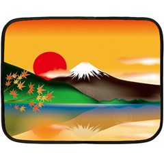 Mount Fuji Japan Lake Sun Sunset Fleece Blanket (mini) by Simbadda