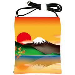 Mount Fuji Japan Lake Sun Sunset Shoulder Sling Bag by Simbadda