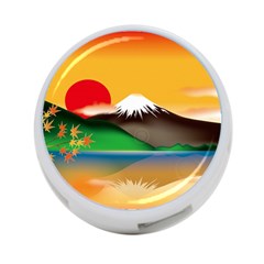 Mount Fuji Japan Lake Sun Sunset 4-port Usb Hub (one Side) by Simbadda