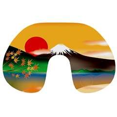 Mount Fuji Japan Lake Sun Sunset Travel Neck Pillow by Simbadda